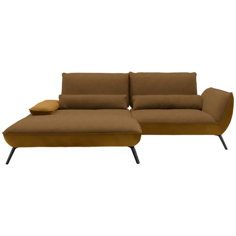 Ecksofa in Flachgewebe Goldfarben 191/273 cm