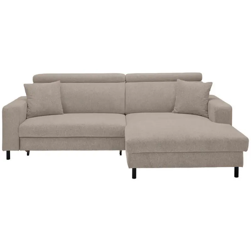 Ecksofa in Flachgewebe Graubraun 262/166 cm
