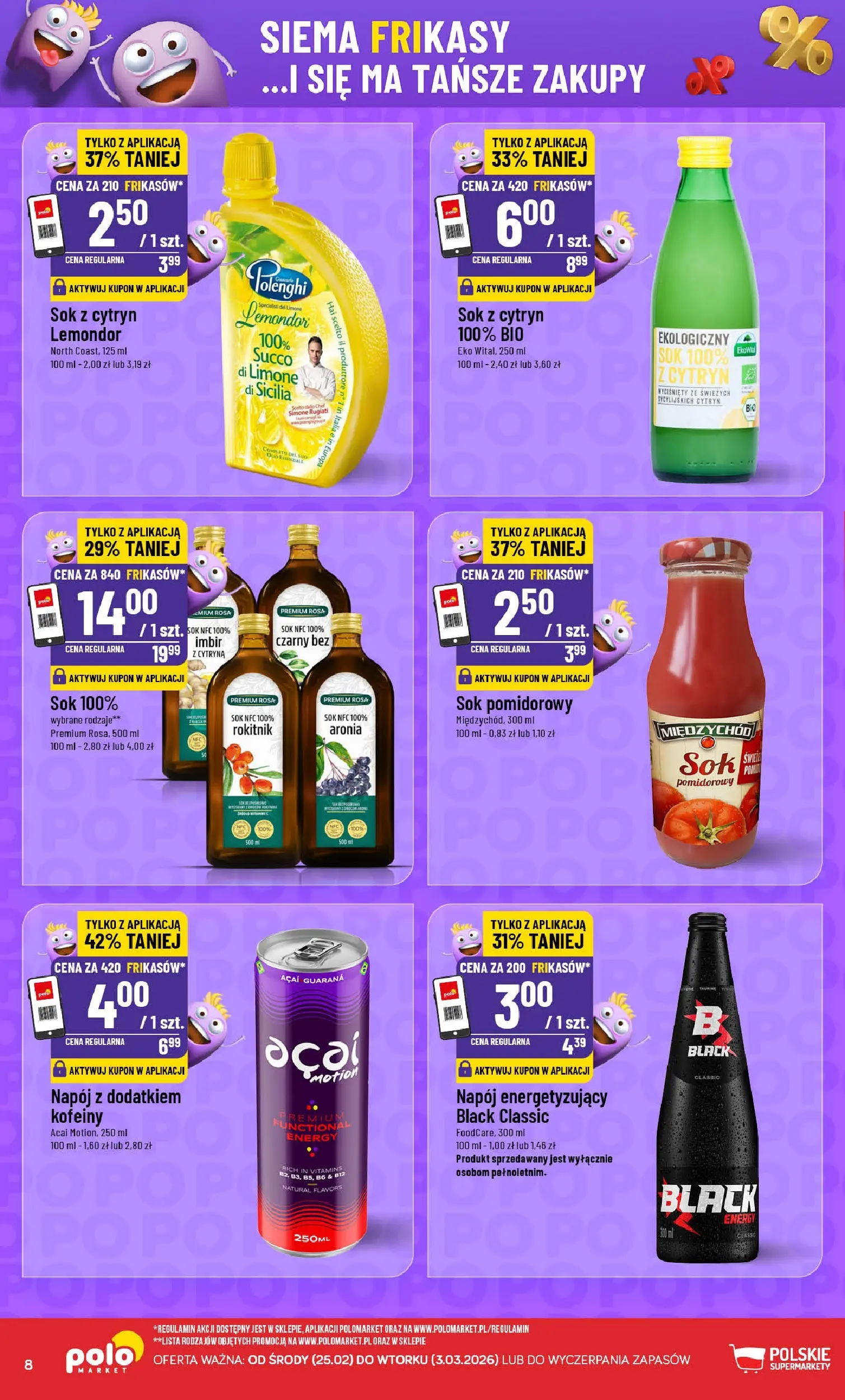 Nowa POLOmarket gazetka od jutra 25.02.2026 (PDF) | Strona: 8 | Produkty: Cytryna, Sok