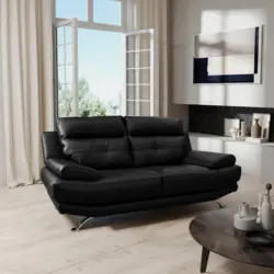 2-Sitzer-Sofa in Echtleder Schwarz
