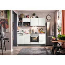 K&uuml;chenleerblock 205 cm in Wei&szlig;