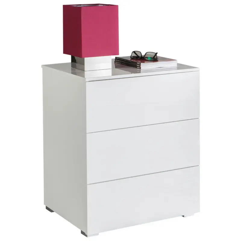 Nachtk&auml;stchen 55/64/44 cm in Wei&szlig; Hochglanz