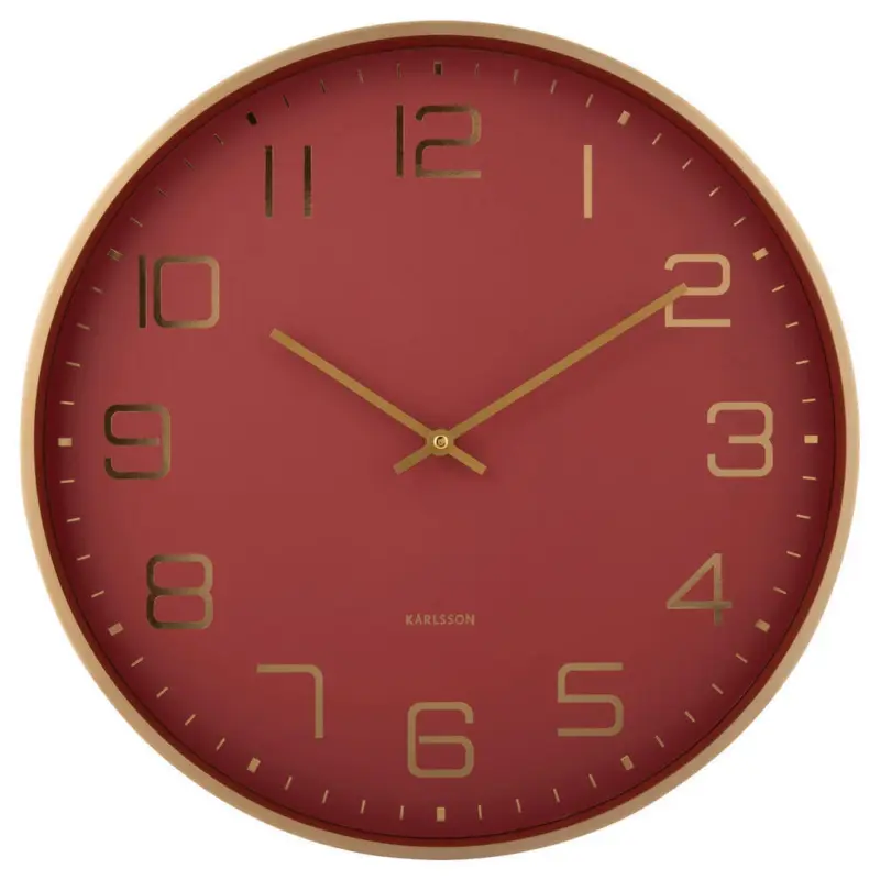 Wanduhr Elegance Glow Rot, Goldfarben 40/40/4,2 cm