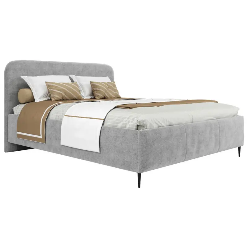 Polsterbett gepolstertes Kopfteil, Lattenrost, Bettkasten Grau 140/200 cm