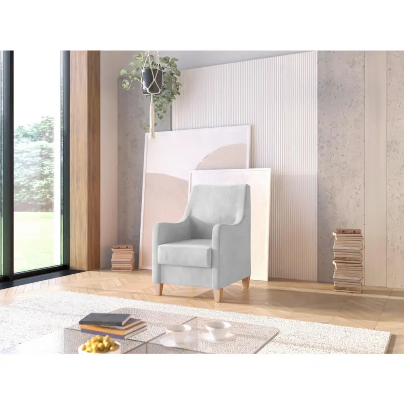 Sessel in Flachgewebe Silberfarben