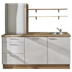 K&uuml;chenblock 180 cm in Graphitfarben, Eichefarben