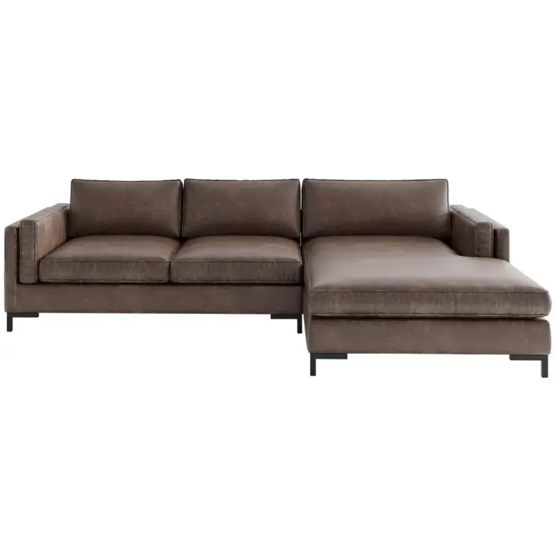 Ecksofa Packo in Lederlook, Flachgewebe Braun 265/160 cm