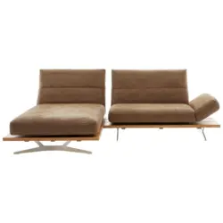 Ecksofa in Mikrofaser Braun 157/275 cm