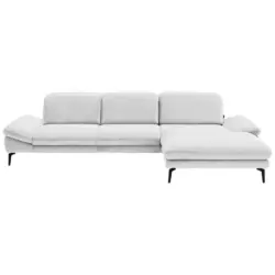 Ecksofa in Chenille Wei&szlig; 319/188 cm