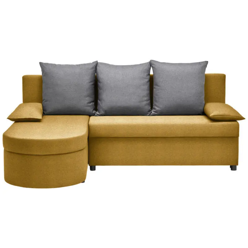 Ecksofa in Webstoff Dunkelgrau, Senfgelb 159/196 cm