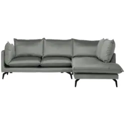 Ecksofa in Samt Grau 241/200 cm