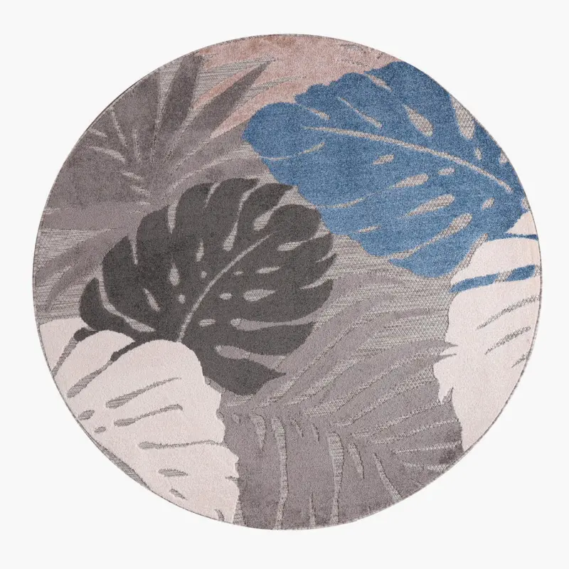 Outdoorteppich 200 cm Floral Blau