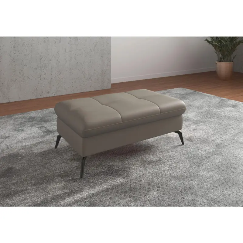 Hocker in Leder Grau