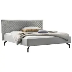 Polsterbett gepolstertes Kopfteil Grau 160/200 cm