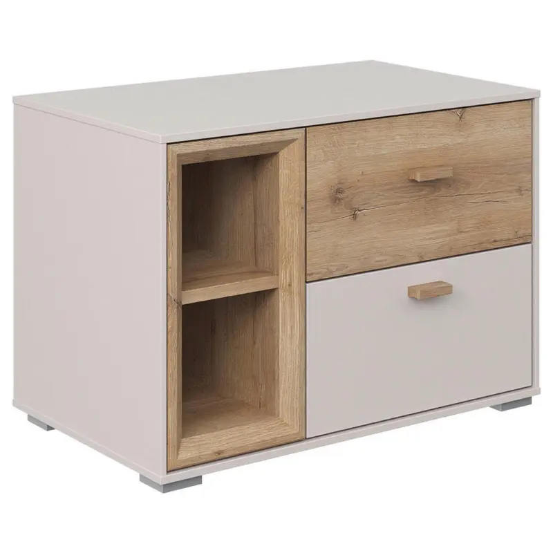 Nachtk&auml;stchen in Eichefarben, Sandfarben