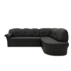 Ecksofa in Lederlook Schwarz 243/180 cm