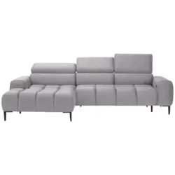 Ecksofa in Webstoff Hellgrau 177/270 cm