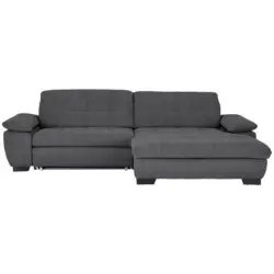 Ecksofa in Webstoff Dunkelgrau 265/180 cm