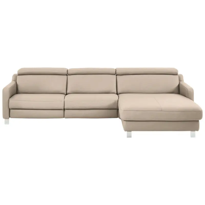 Ecksofa in Echtleder Hellbraun 291/176 cm