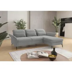 Ecksofa in Flachgewebe Grau 264/198 cm