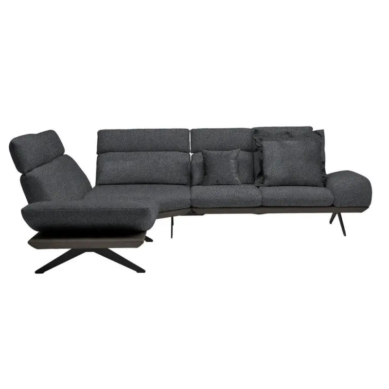 Ecksofa in Flachgewebe Graublau 239/270 cm