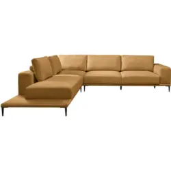 Ecksofa in Leinwand Karamell 271/318 cm
