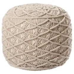 Pouf in Beige Textil