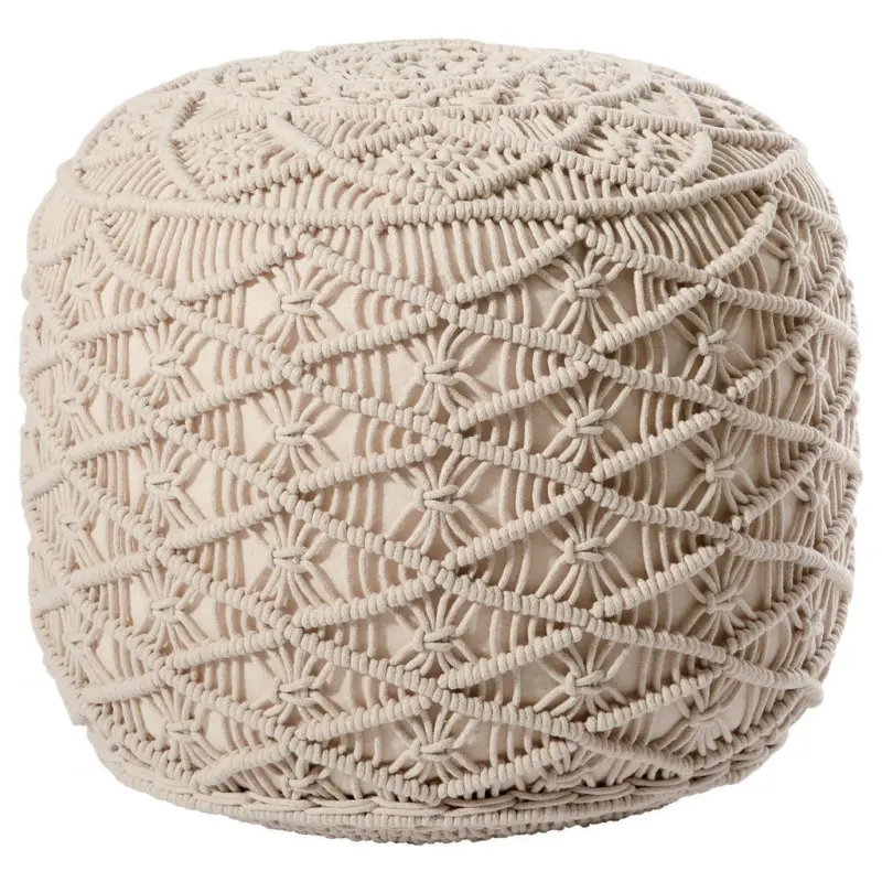 Pouf in Beige Textil