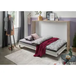 Schrankbett 140/200 cm Wei&szlig;, Eichefarben