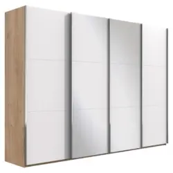 Schwebet&uuml;renschrank in Wei&szlig;, Eichefarben