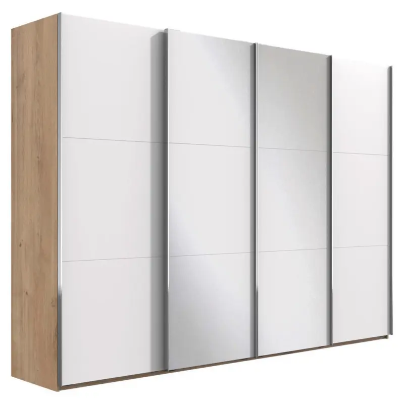 Schwebet&uuml;renschrank in Wei&szlig;, Eichefarben