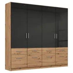 Kleiderschrank in Dunkelgrau, Eiche Artisan