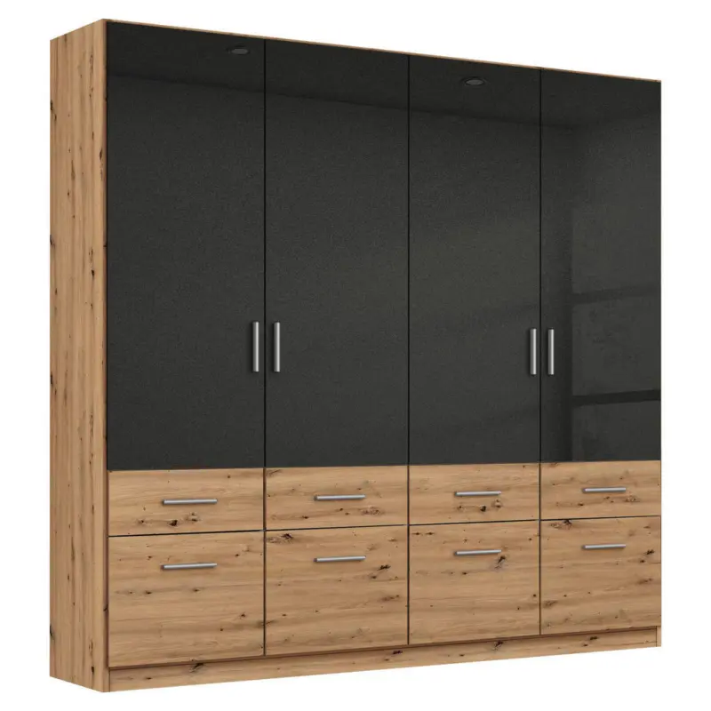 Kleiderschrank in Dunkelgrau, Eiche Artisan