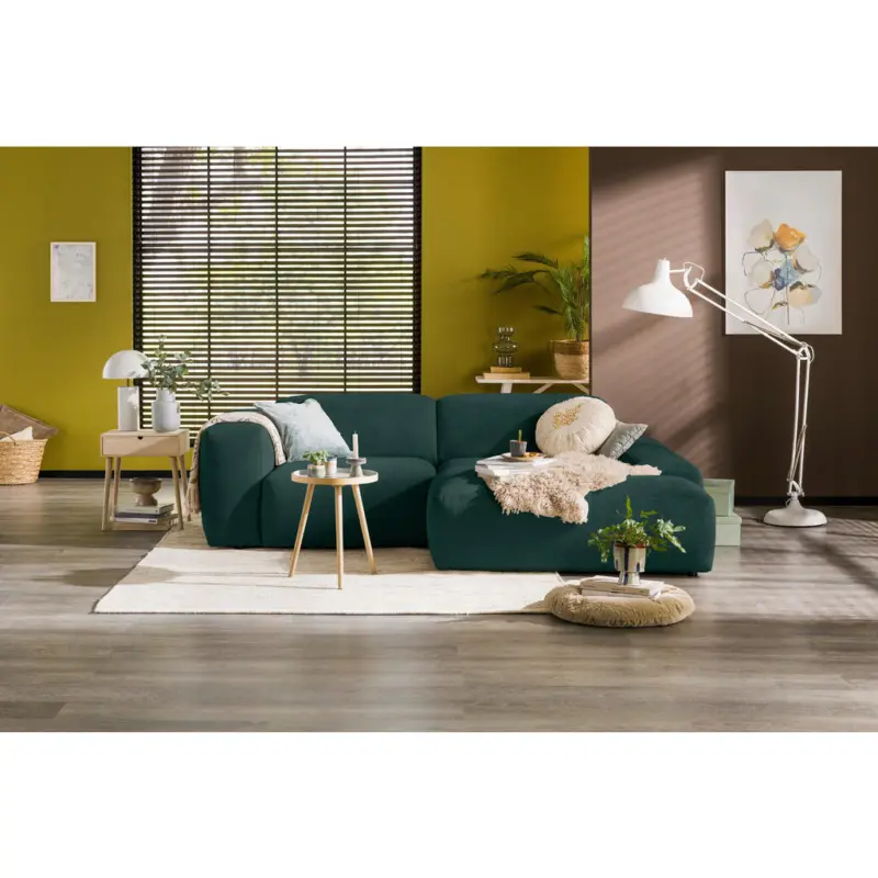 Ecksofa Hannah in Cord Gr&uuml;n 252/170 cm