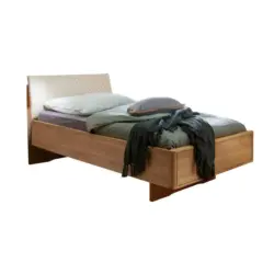 Bett 90/200 cm in Eichefarben, Champagner