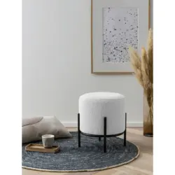 Hocker in Textil Schwarz, Wei&szlig;