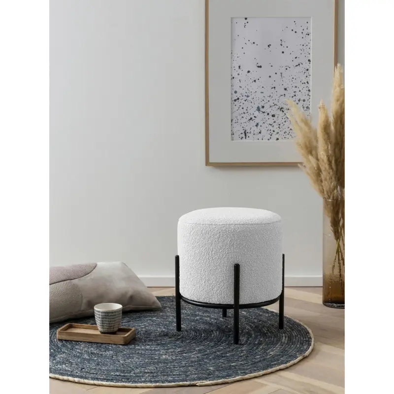 Hocker in Textil Schwarz, Wei&szlig;