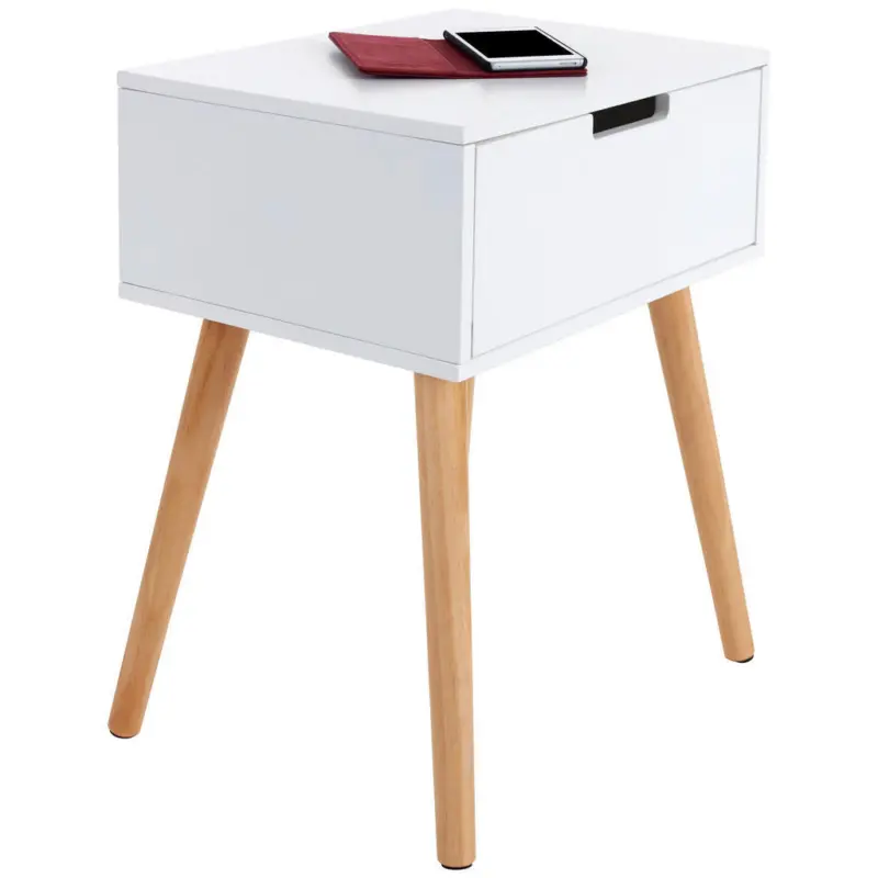 Nachtk&auml;stchen 40/52/30 cm in massiv Kiefer Naturfarben, Wei&szlig;