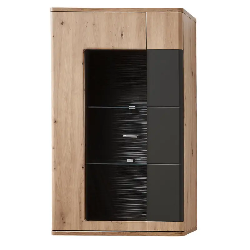 H&auml;ngevitrine in Graphitfarben, Eichefarben