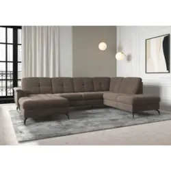 Wohnlandschaft Zora E in Flachgewebe Dunkelbraun