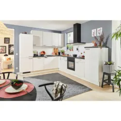 Eckk&uuml;che 270/330 cm in Wei&szlig;, Sandfarben