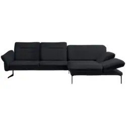 Ecksofa in Webstoff Dunkelblau 299/203 cm