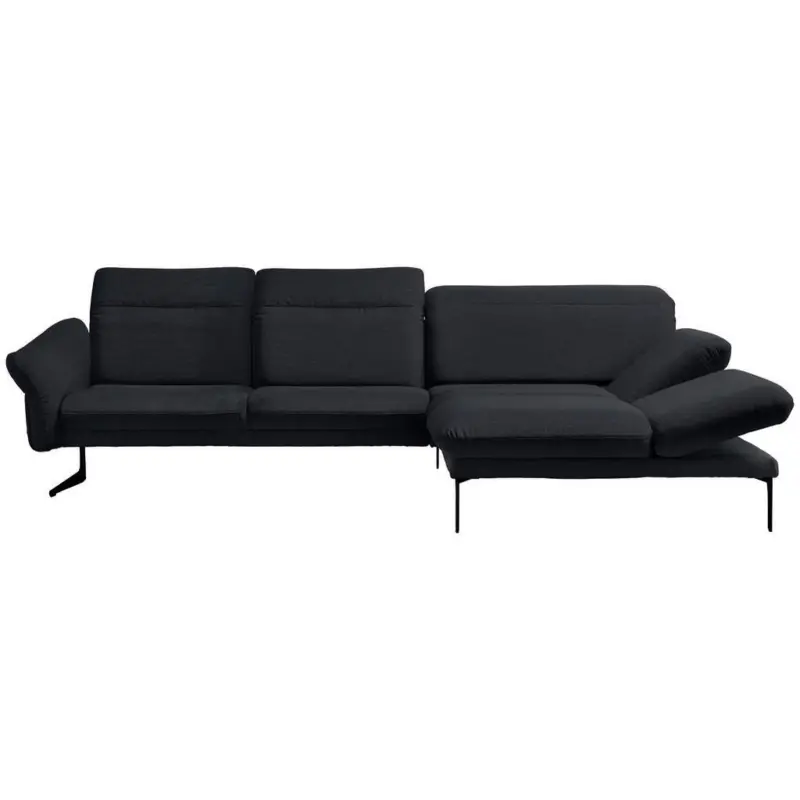 Ecksofa in Webstoff Dunkelblau 299/203 cm