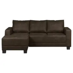 Ecksofa in Mikrofaser Dunkelbraun 144/200 cm