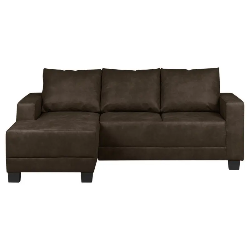 Ecksofa in Mikrofaser Dunkelbraun 144/200 cm