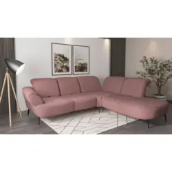 Ecksofa Dance E in Chenille Aubergine 302/270 cm