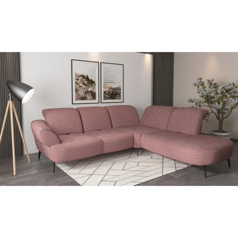 Ecksofa Dance E in Chenille Aubergine 302/270 cm