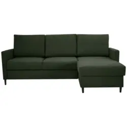 Ecksofa in Chenille Dunkelgr&uuml;n