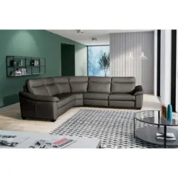 Ecksofa in Echtleder Anthrazit 299/299 cm