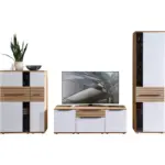 XXXLutz Lauterach - Ihr M&ouml;belhaus bei Bregenz Wohnwand in Wei&szlig;, Eichefarben 330/215/45 cm